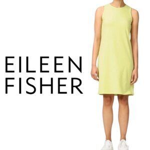 Eileen Fisher Cotton Stretch Jersey Tank Dress Lemon Ice Green Size Medium